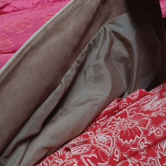 Vintage Split End Ltd Tan Suede Open Front, high collar Jacket Size 11/12 - Picture 6 of 8